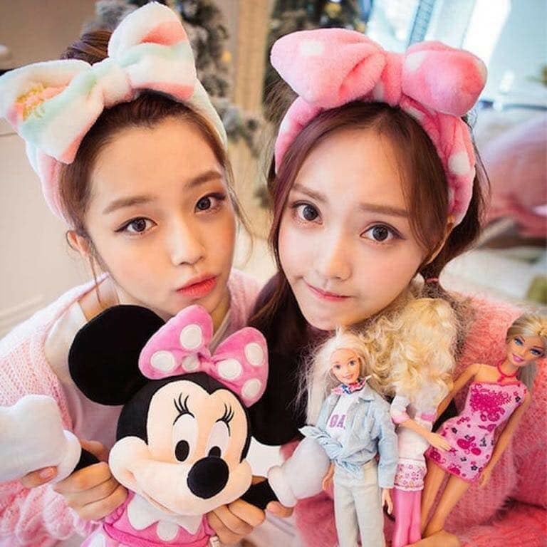 Băng đô nhung cài rửa mặt siêu mềm mịn dễ thương