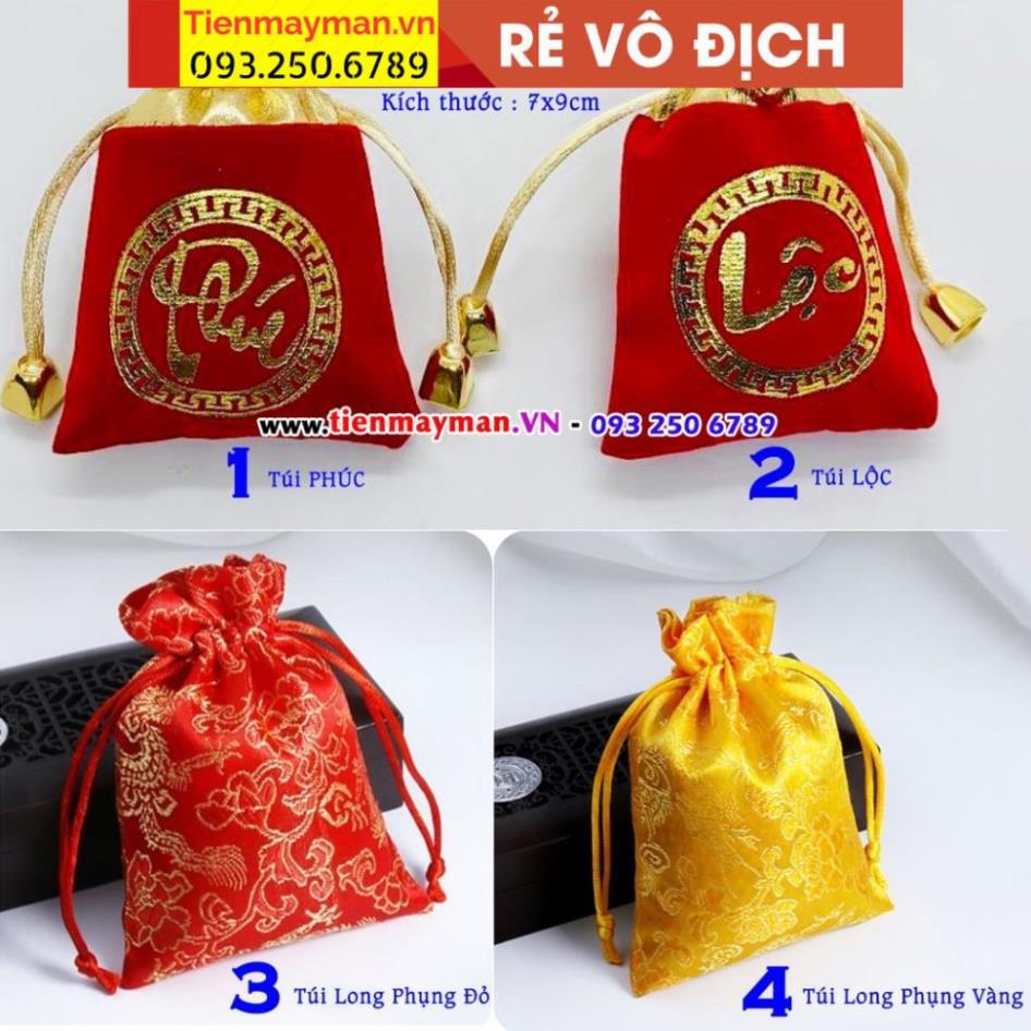 [BÁN CHẠY] Combo 5 Túi Vải Long Phụng Bằng Gấm Đỏ may mắn sang chảnh - 7*9cm