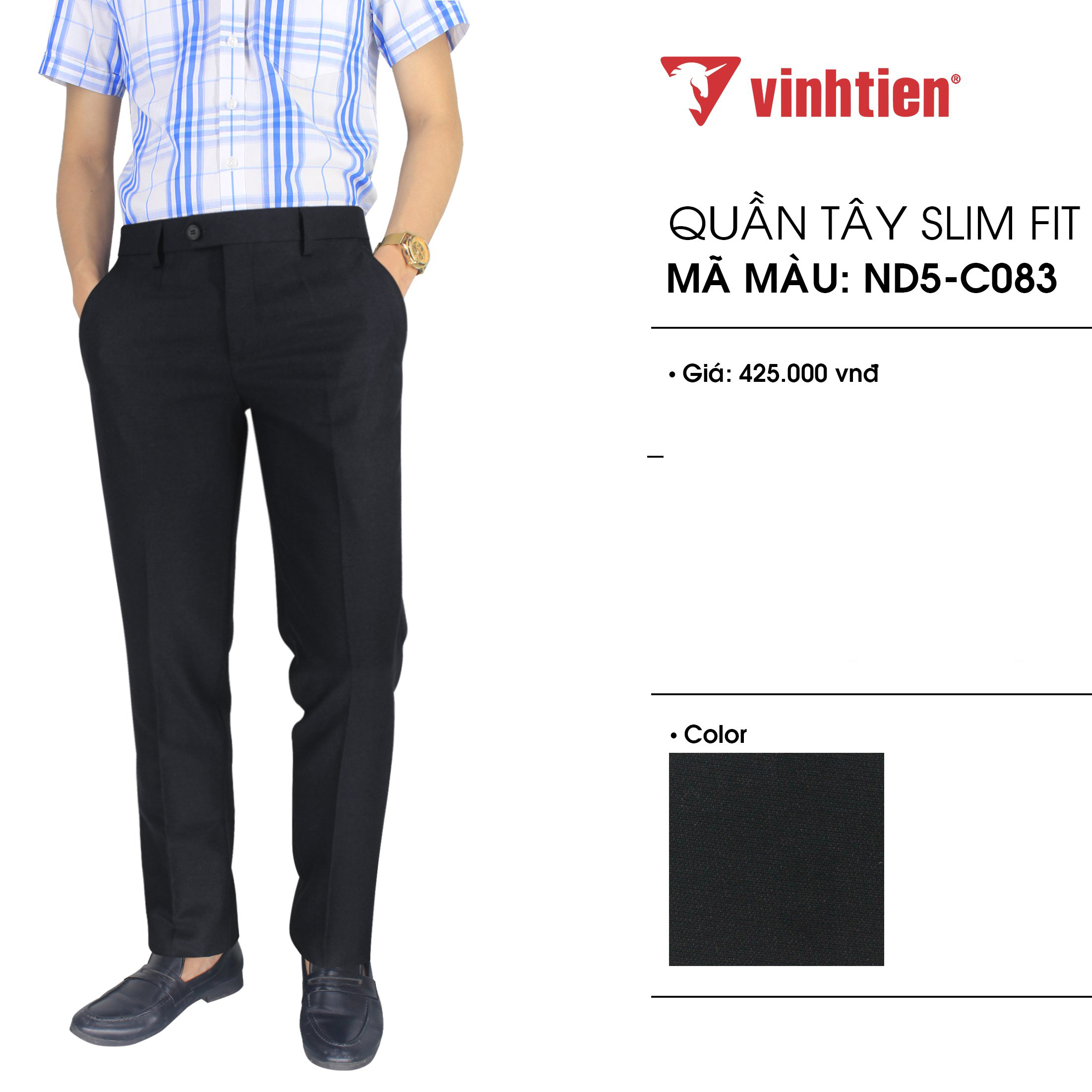 Quần Tây Nam 425 Dáng Slimfit Vĩnh Tiến Nhiều Màu Sắc - Mẫu Màu Ghi C084