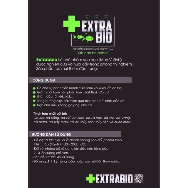 Men Vi Sinh Extra Bio cao cấp cho cá cảnh (Hàng Công ty) Vi Sinh ExtraBio 125ml