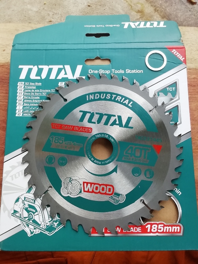185mm lưỡi cưa gỗ bằng hợp kim nhân tạo tct total tac231445, đường kính: 185mm