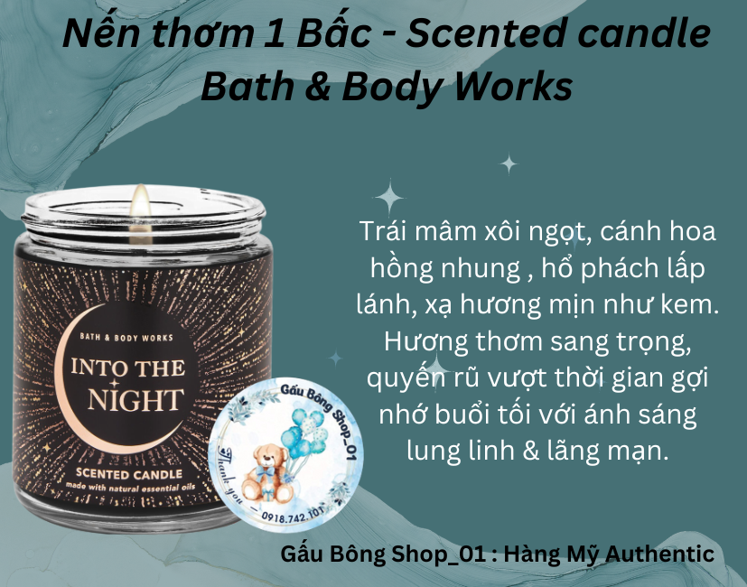 Auth Nến Thơm 1 Bấc Bath And Body Works Single Wick Candle Into The Night