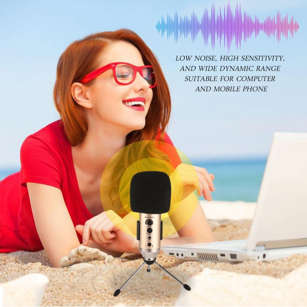 Micro Karaoke không cần cài đặt F500USB Sử dụng cổng USB 2.0 - Microphone Plug and Play
