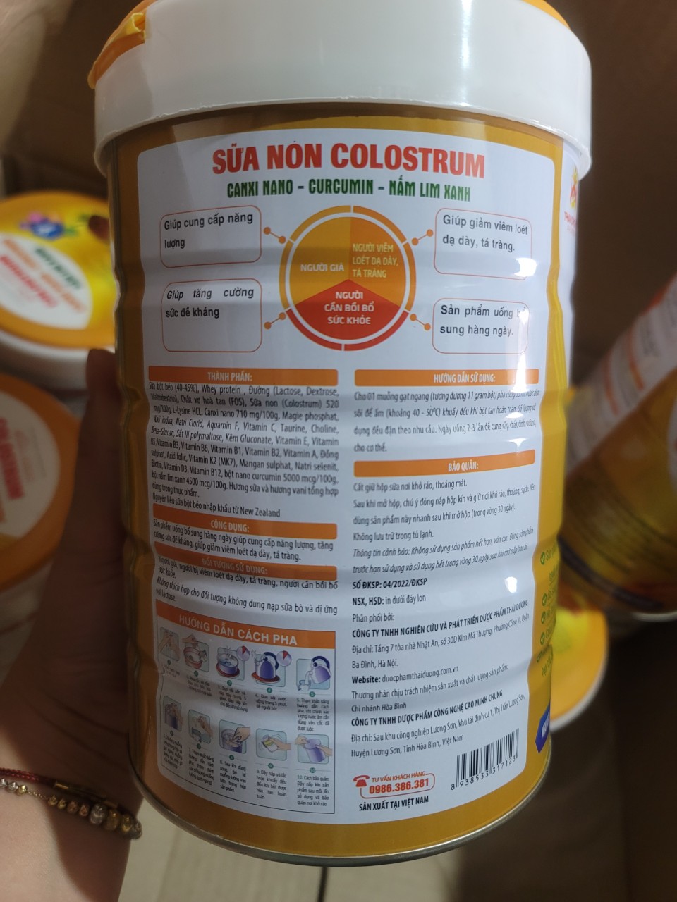 [combo3h 900g tặng 3h 150g] sữa non clostrum canxi nano nấm lim xanh
