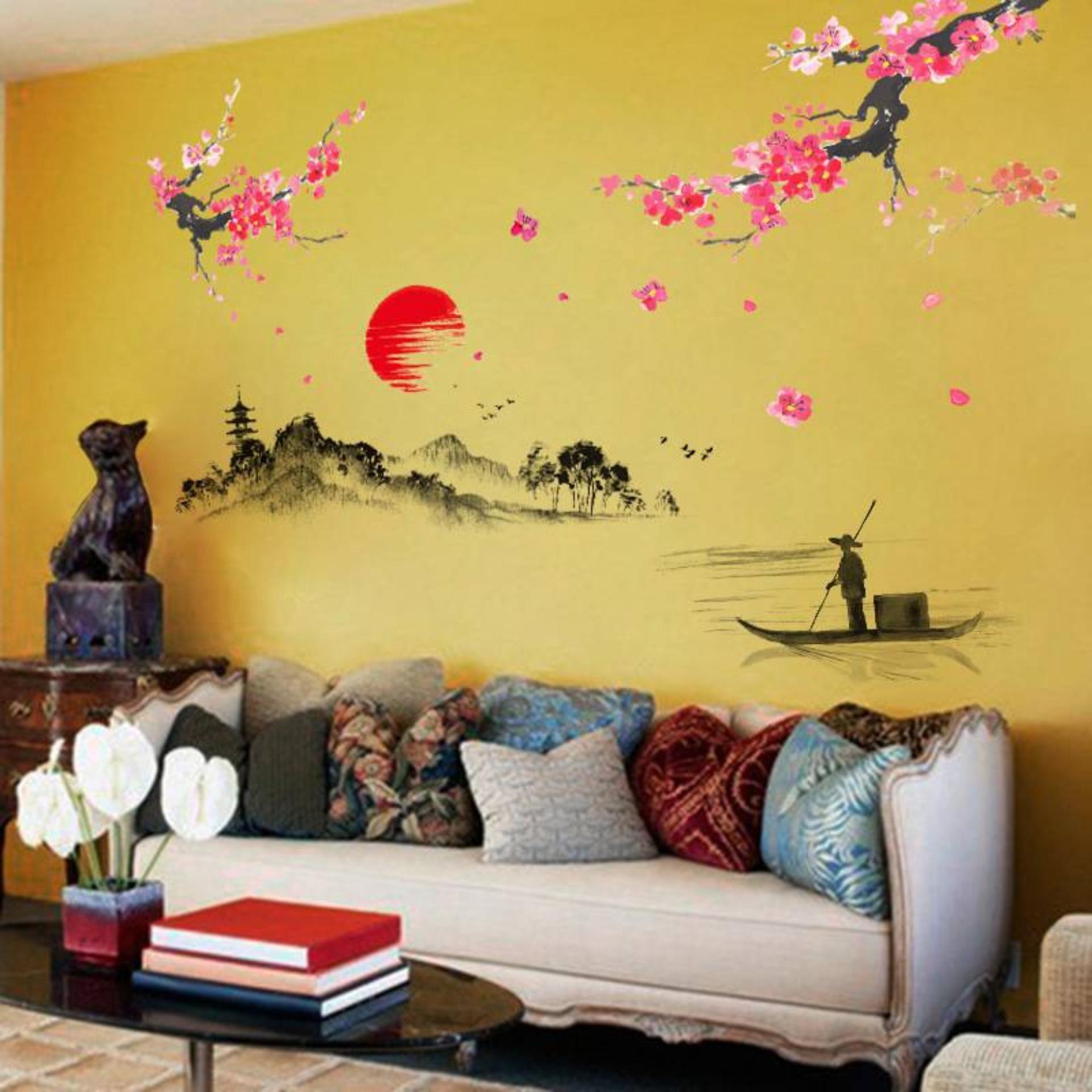 [HCM]Decal dán tường Tranh thủy mặc DKN015 (120 x 150 cm)