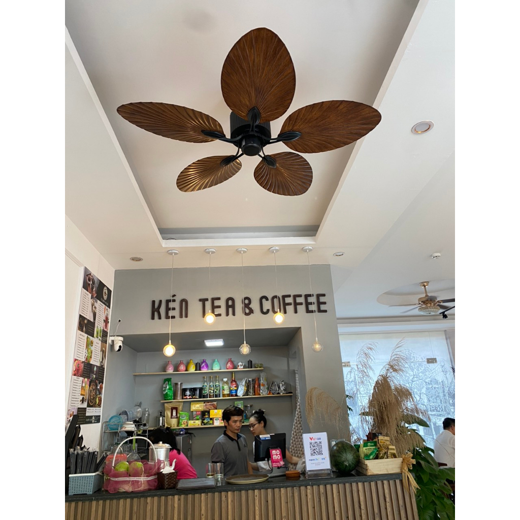 Quạt Trần Cánh lá cọ không đèn ( động cơ DC 6 tốc độ gió)