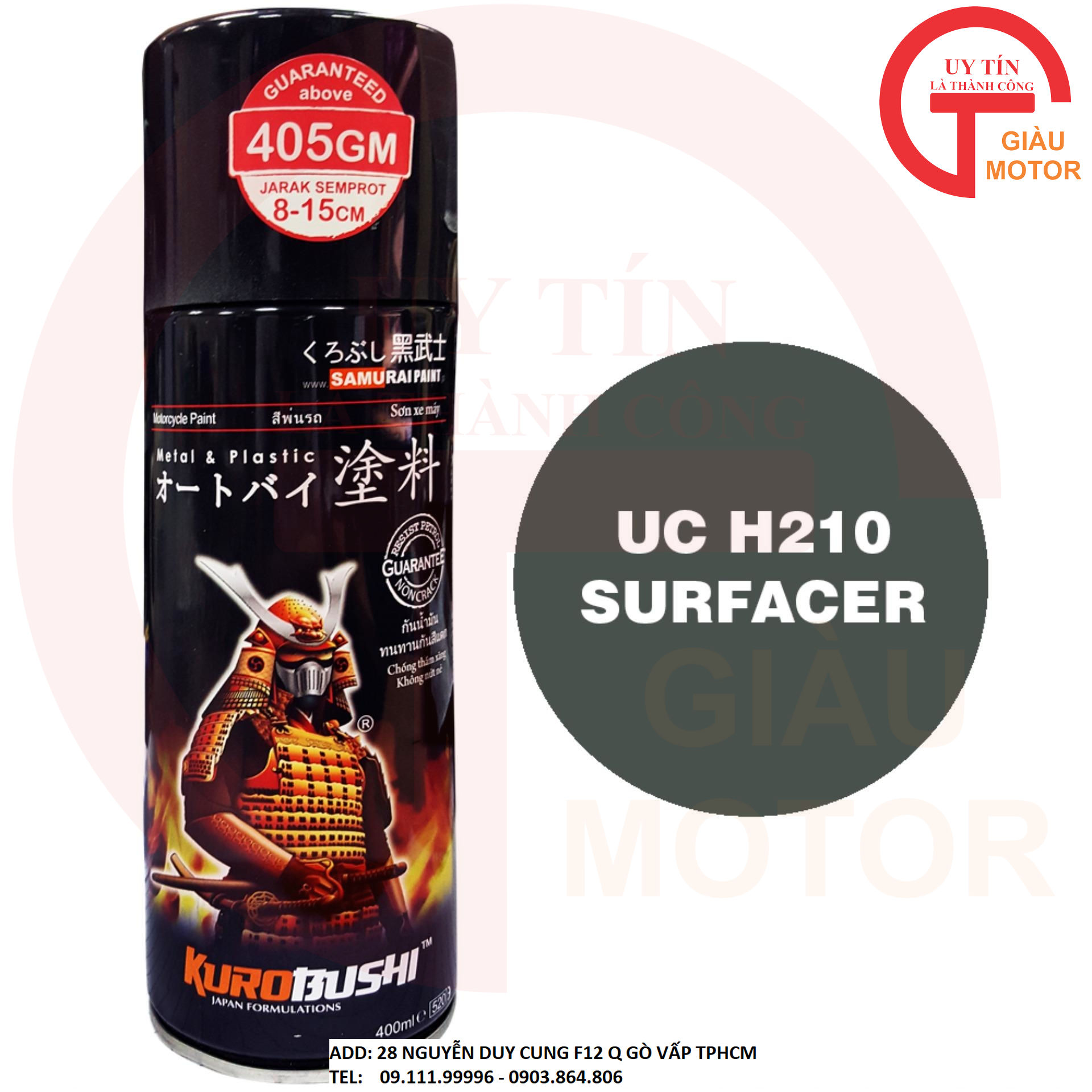 Chai sơn lót sơn xe máy Samurai UCH210 1 thành phần  Surfacer