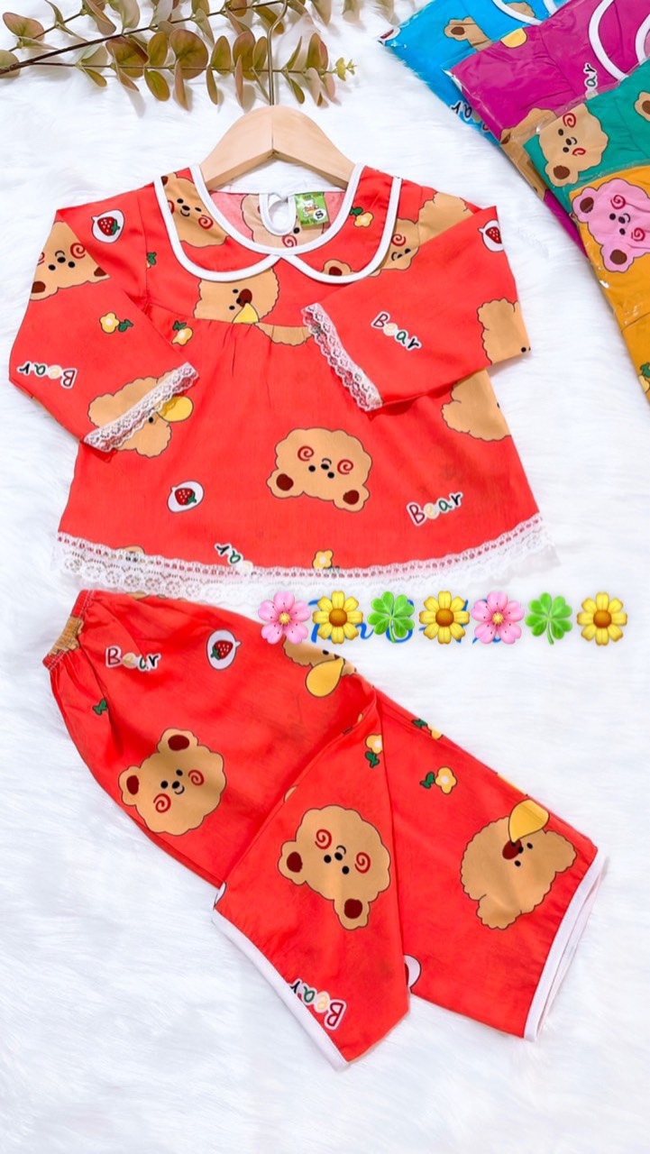 (3 bộ 3 màu 3 họa tiết khác nhau) Combo 3 bộ tole tay dài bé gái (12-18kg)