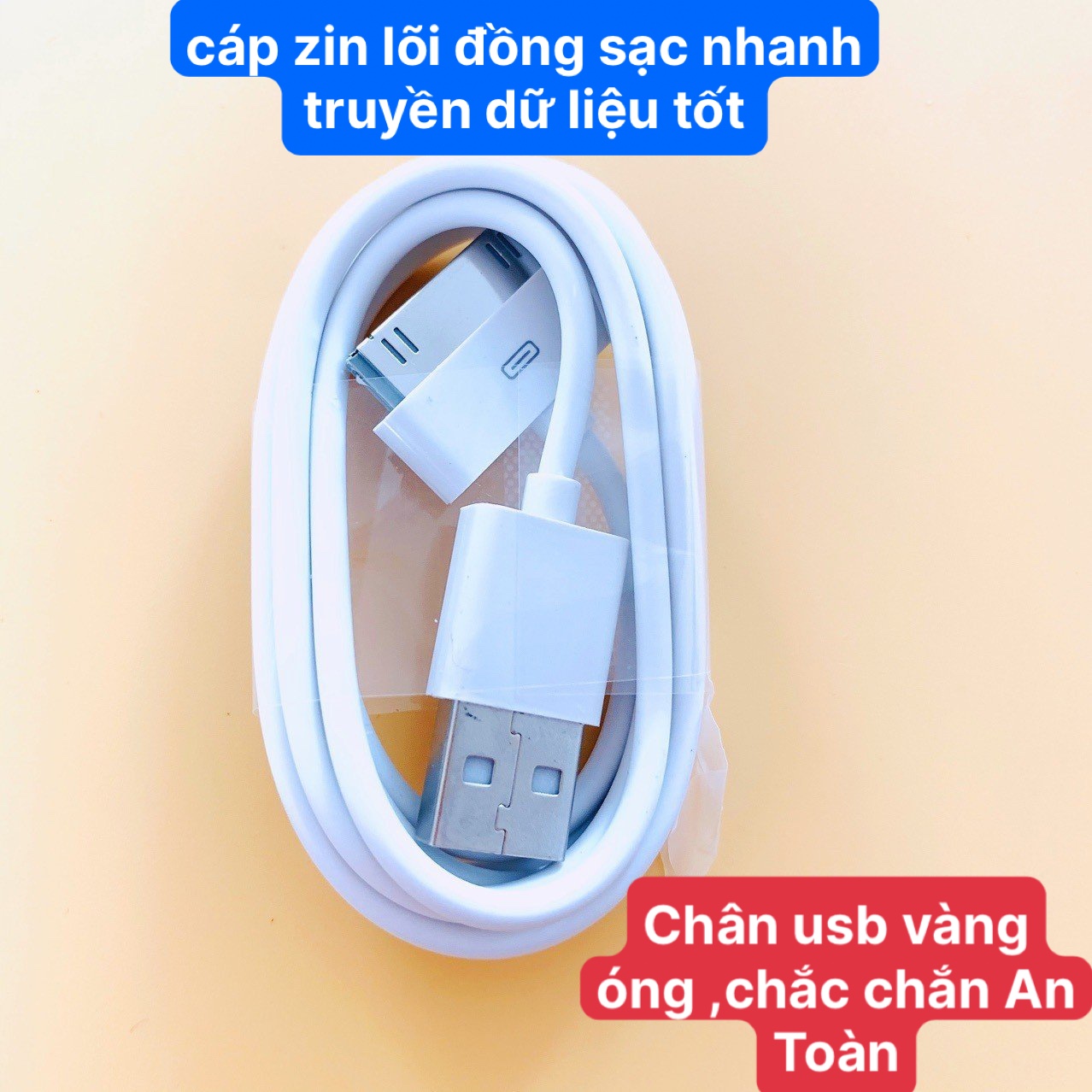 Cáp sạc iphone 4/4s,Ipad 1,2,3 CÁP ZIN LÕI ĐỒNG