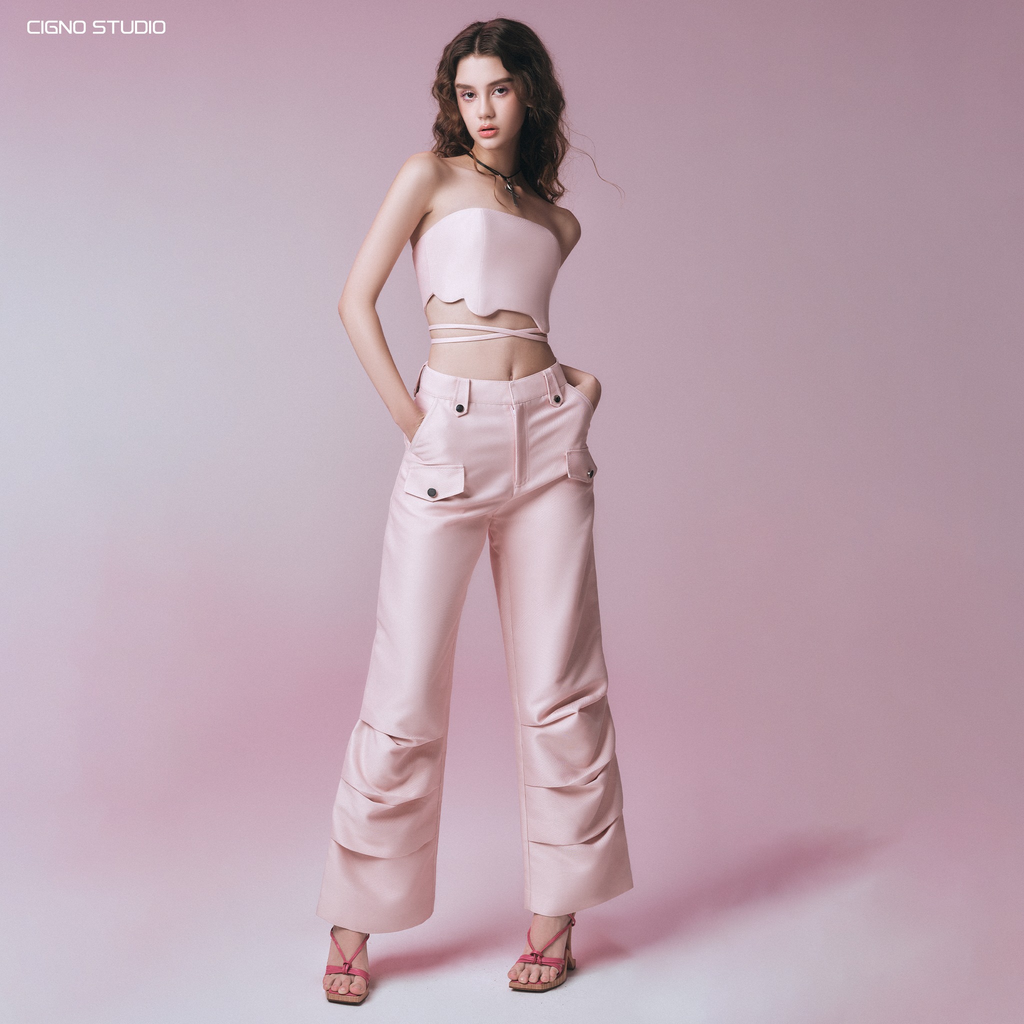 CIGNO - Áo cúp ngực và quần dài PINKIE SET