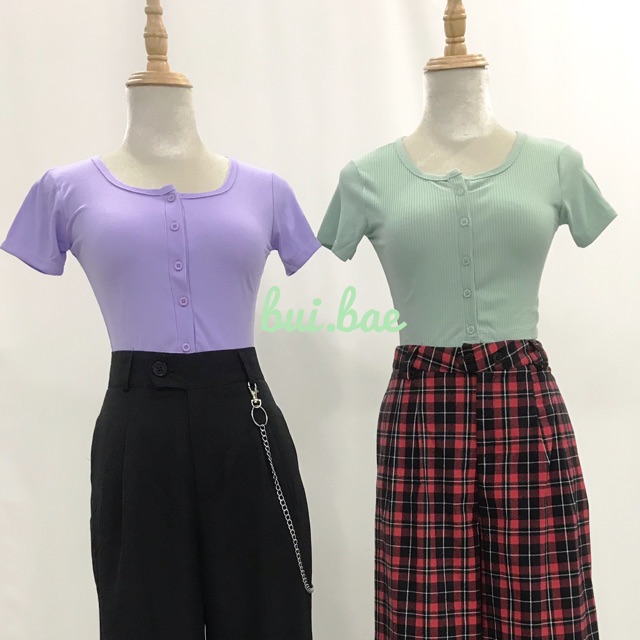 [HCM]Áo crop top cài cúc ảnh .t.h.ậ.t. (kèm video ????)