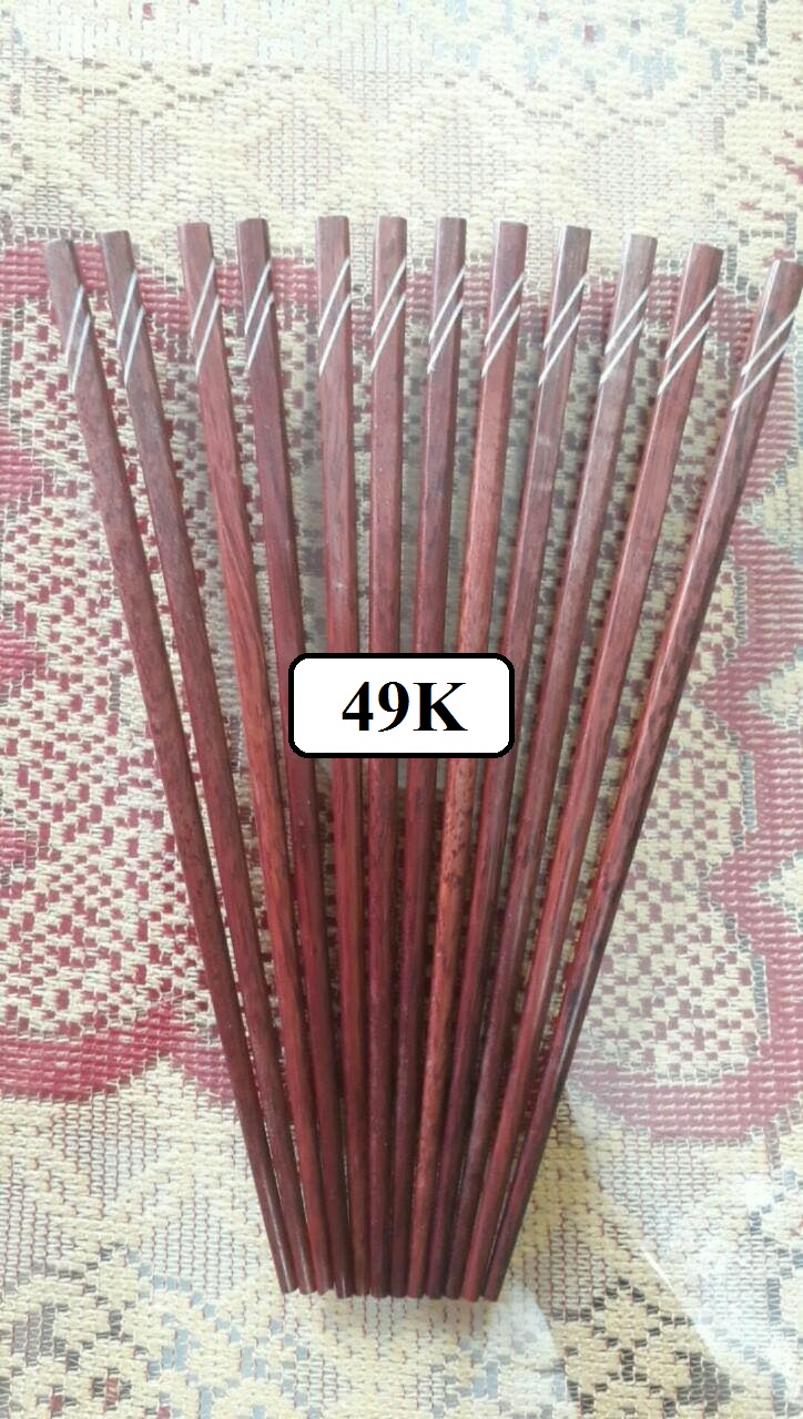 Bộ 10 đôi đũa gỗ Cẩm Hồng khảm dây đàn