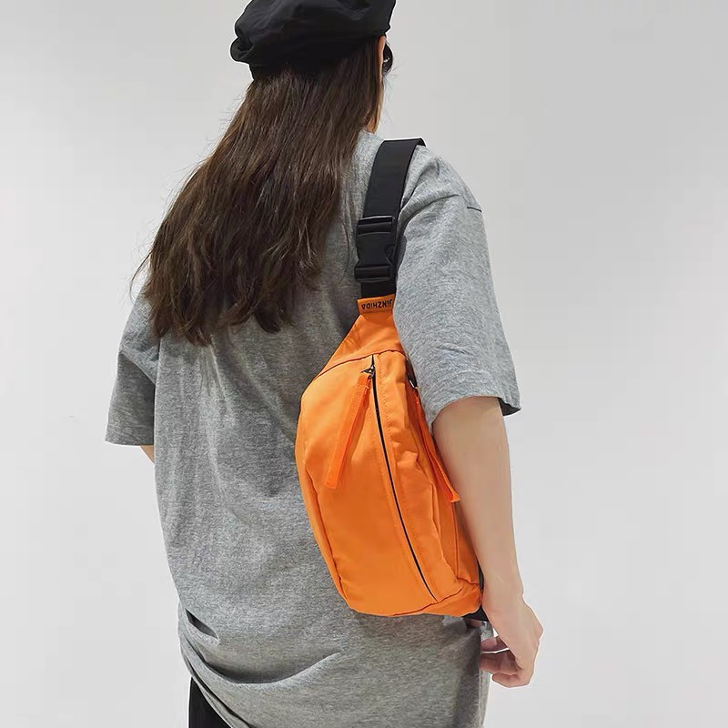 Túi đeo chéo 3 ngăn phong cách basic, túi bao tử canvas đeo ngực cá tính