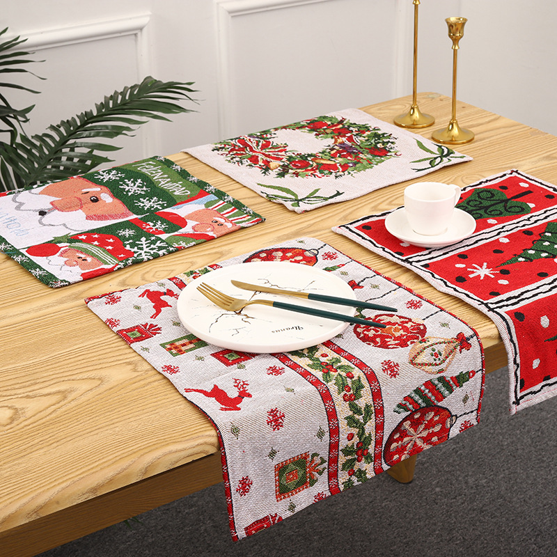 Miếng lót ly Tấm lót bàn ăn khăn runner họa tiết dày dặn dễ thương trang trí Noel Giáng Sinh