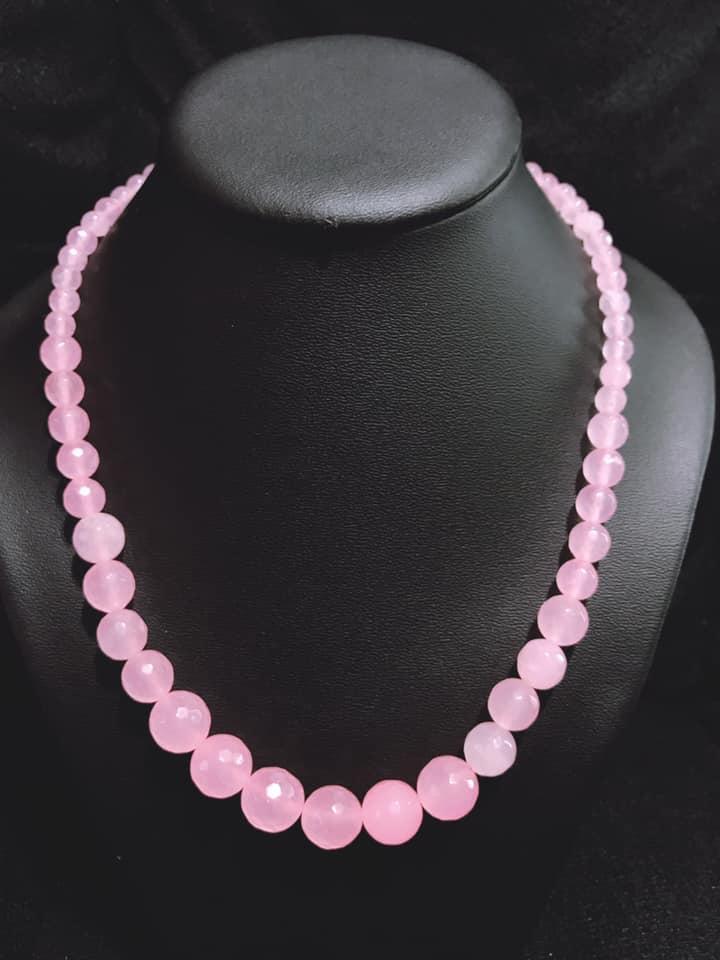 [HCM]VÒNG ĐEO CỔ ĐÁ THẠCH ANH HỒNG CẮT GIÁC