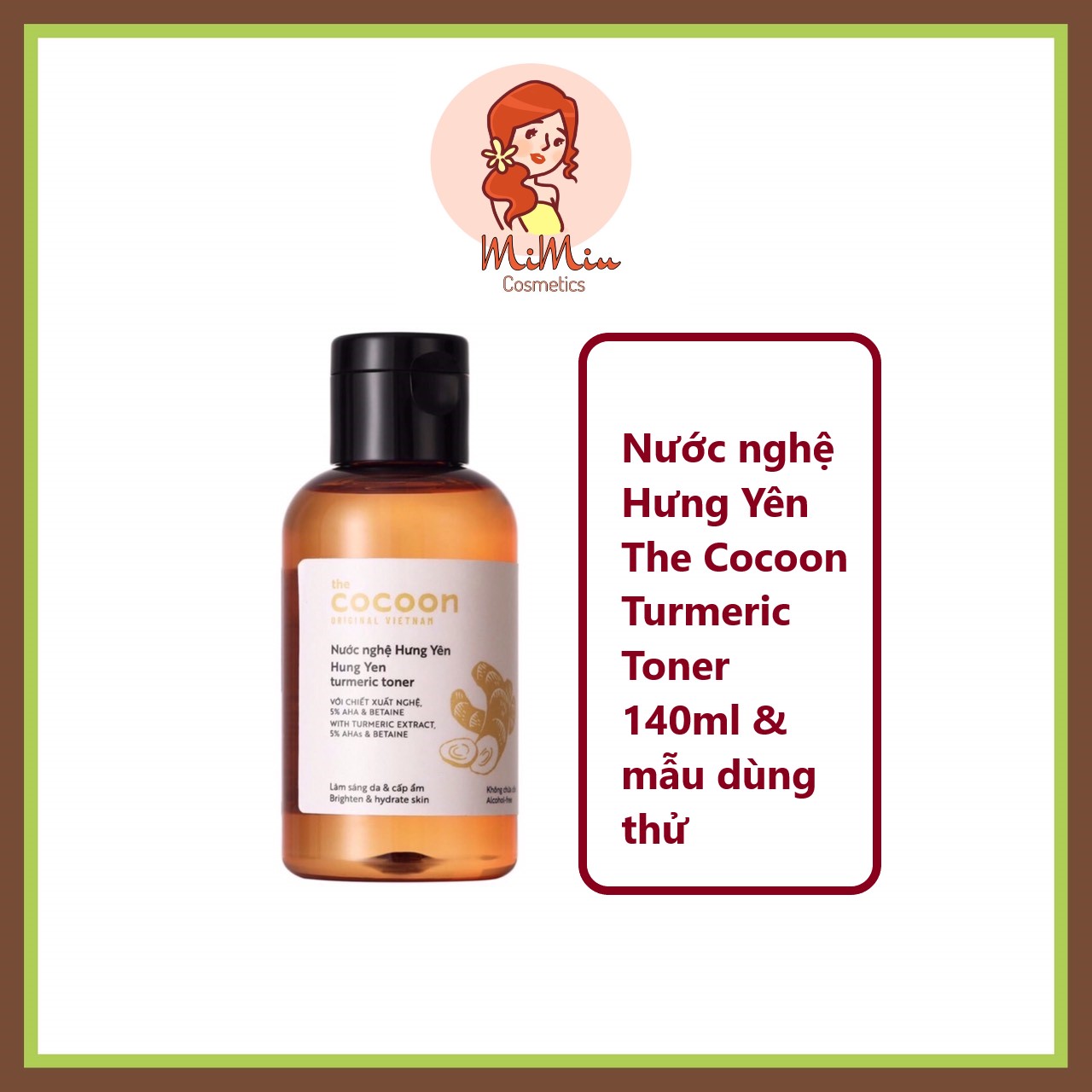 (Chai Full & mẫu dùng thử) Nước nghệ Hưng Yên Cocoon Turmeric Toner