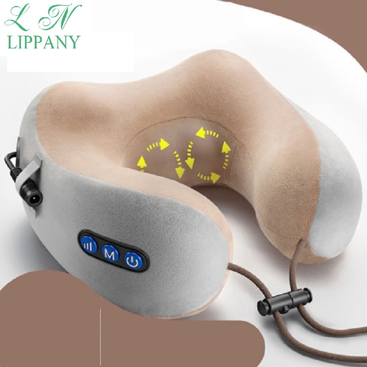 Gối massage cổ chữ U cao cấp, Gối mát xa đa năng, Máy mát xa cổ vai gáy hiệu quả kiêm gối ngủ tiện lợi, Thiết Bị Massage Sạc USB, Máy mát xa 3D đa năng hiện đại