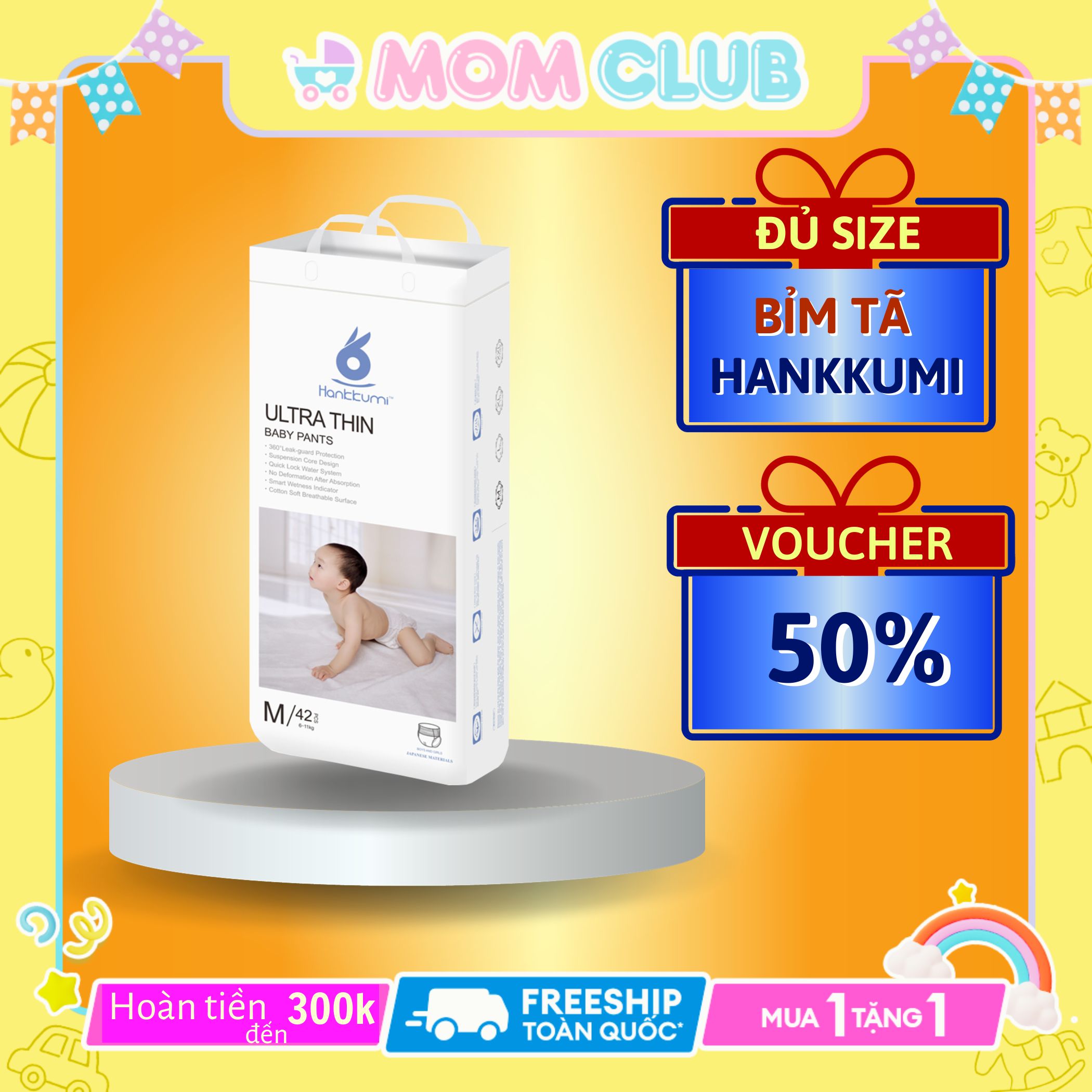 [Voucher 50%+Hoàn tiền 20K]Bỉm quần Tã dán sơ sinh Hankkumi đủ size S/M/L/XL/XXL Cao cấp Cho bé Siêu thấm hút Siêu mỏng Siêu mềm