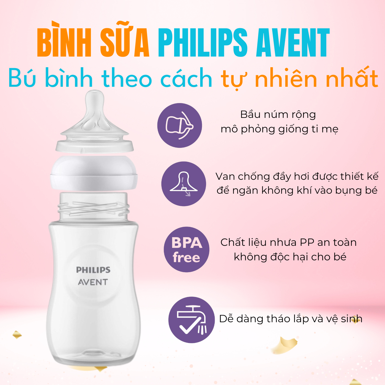 Bình sữa Philips AVENT Natural 125ml,260ml ,330ml