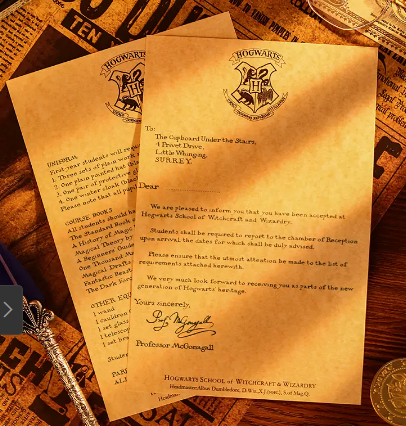 Thư nhập học + vé tàu Hogwarts