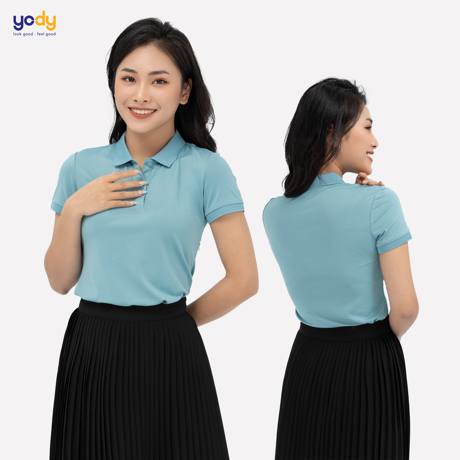 Áo polo nữ Coolmax bo dệt nổi YODY, áo phông nữ chất liệu mềm mại thoáng mát APN5320