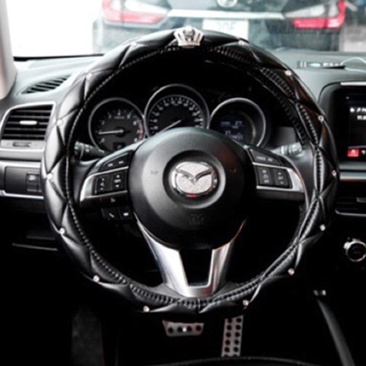 Vỏ bọc vô lăng da đính đá vương miện