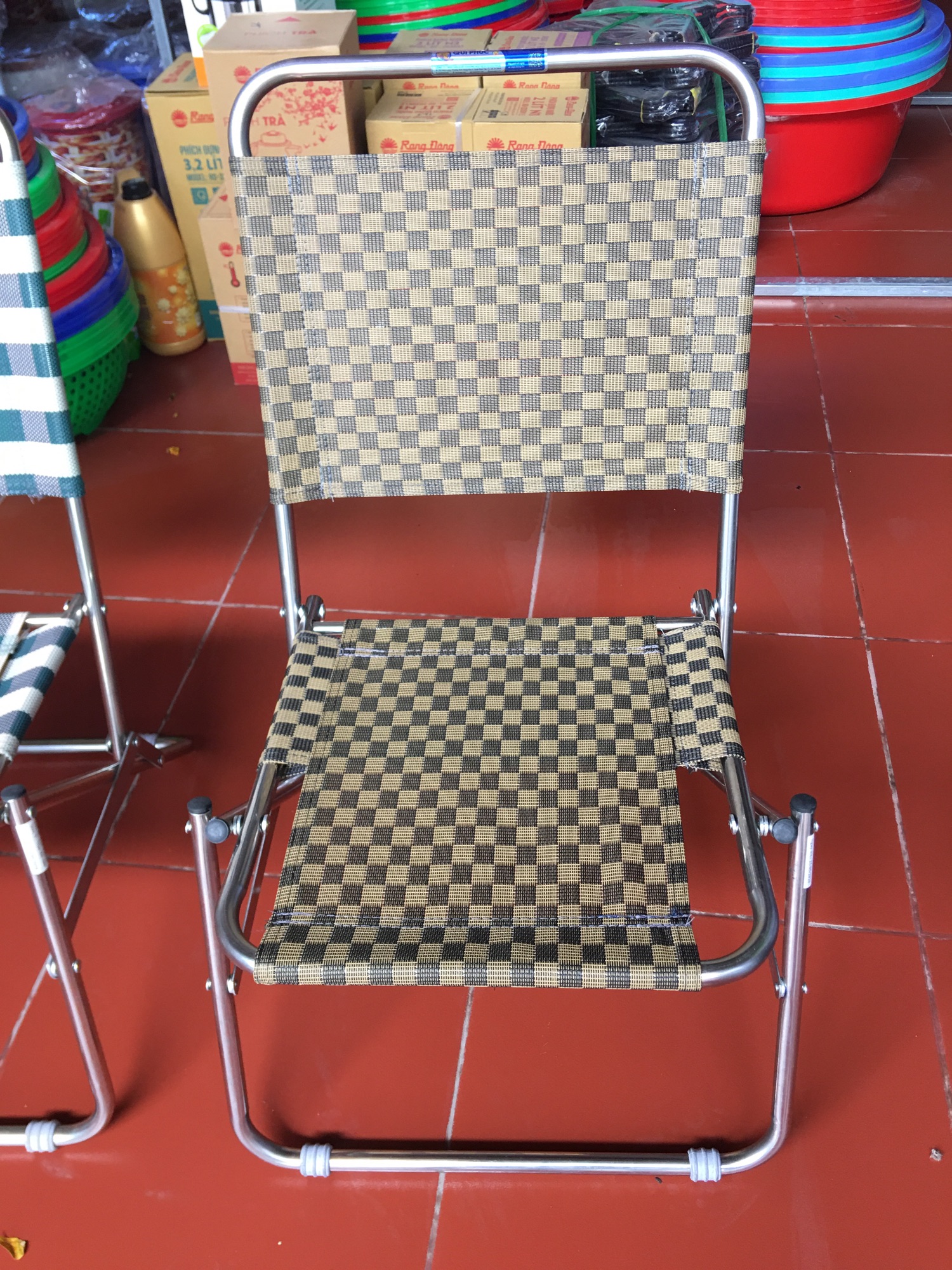 Ghế xếp inox lưng thấp - Qui Phúc