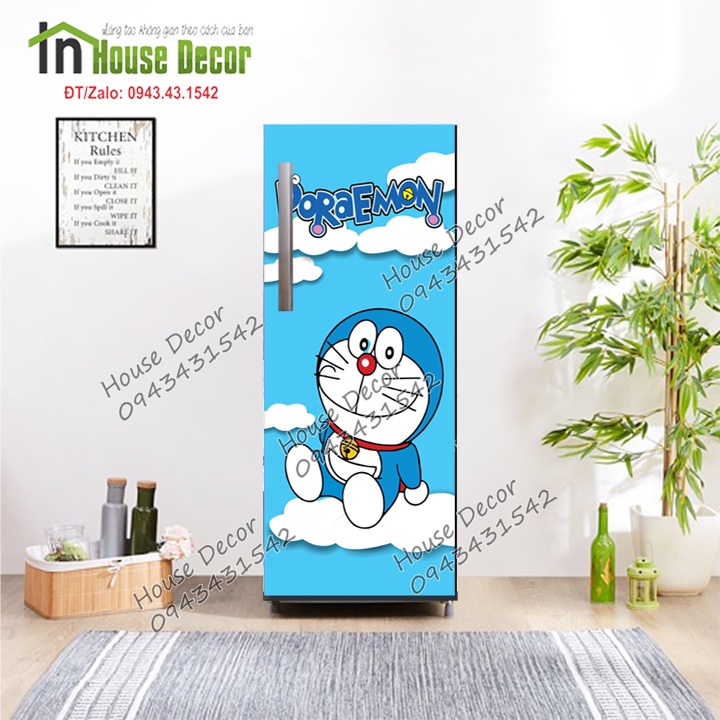 DÁN TỦ LẠNH DECAL 3D CAO CẤP - Chống Thấm Nước Chất Liệu Decal Bóc Dán - Phù Hợp Mọi Loại Tủ - Decal dán tủ lạnh kệ tường tủ quần áo, giấy dán, trang trí nội thất, giấy dán nội thất, trang trí nhà cửa Doraemon  2