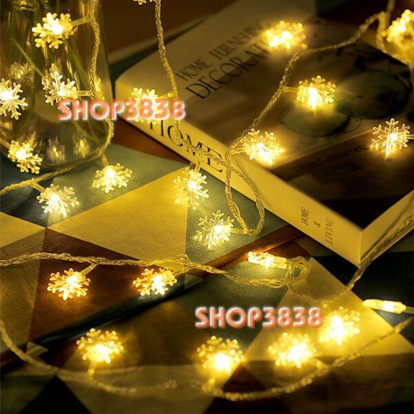 Lựa Nguồn( Pin- USB- Điện)Dây Đèn Led Bông Tuyết Dài 6M - 40 Bóng