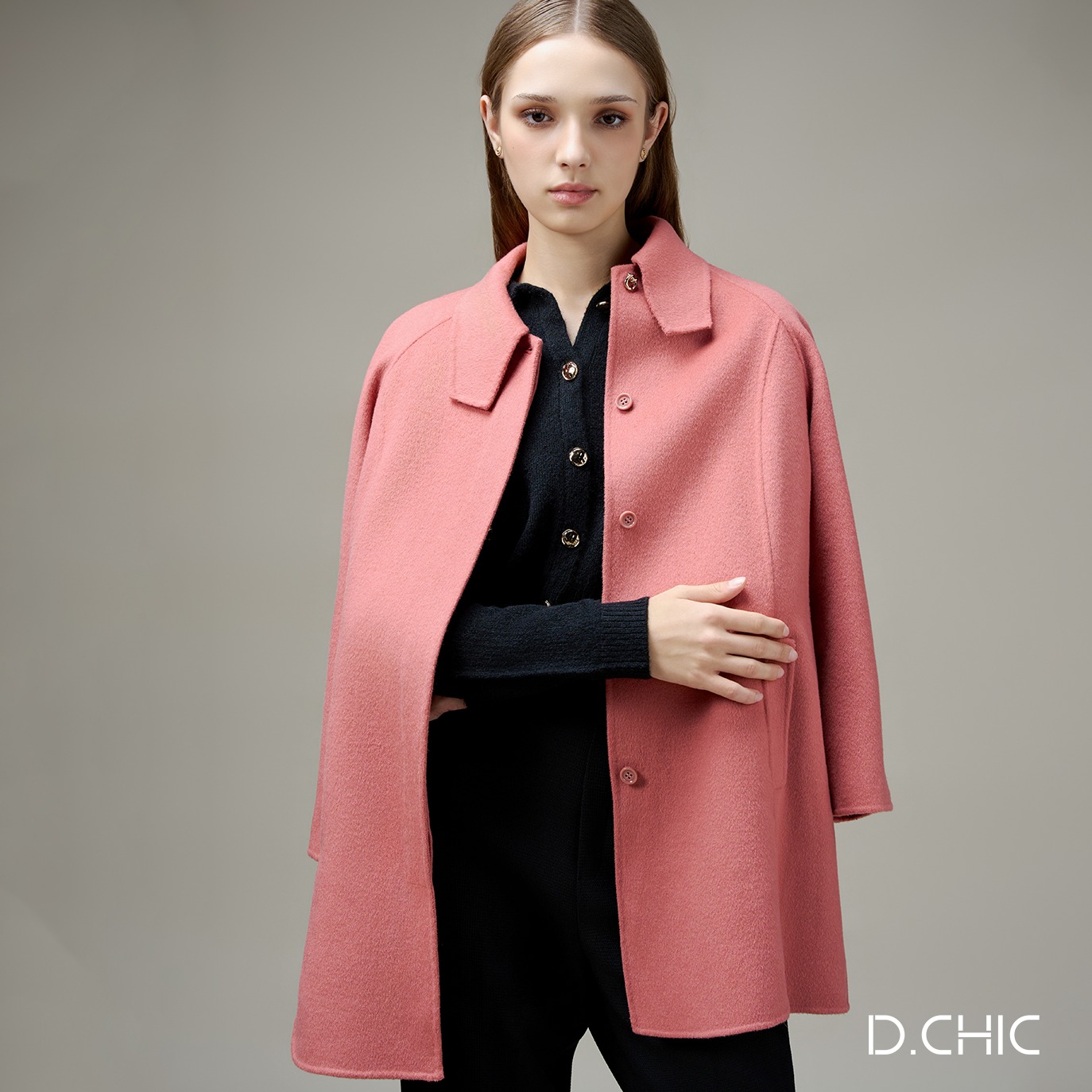 D.chic áo khoác dạ handmade cổ bẻ dáng rộng ms: 980289