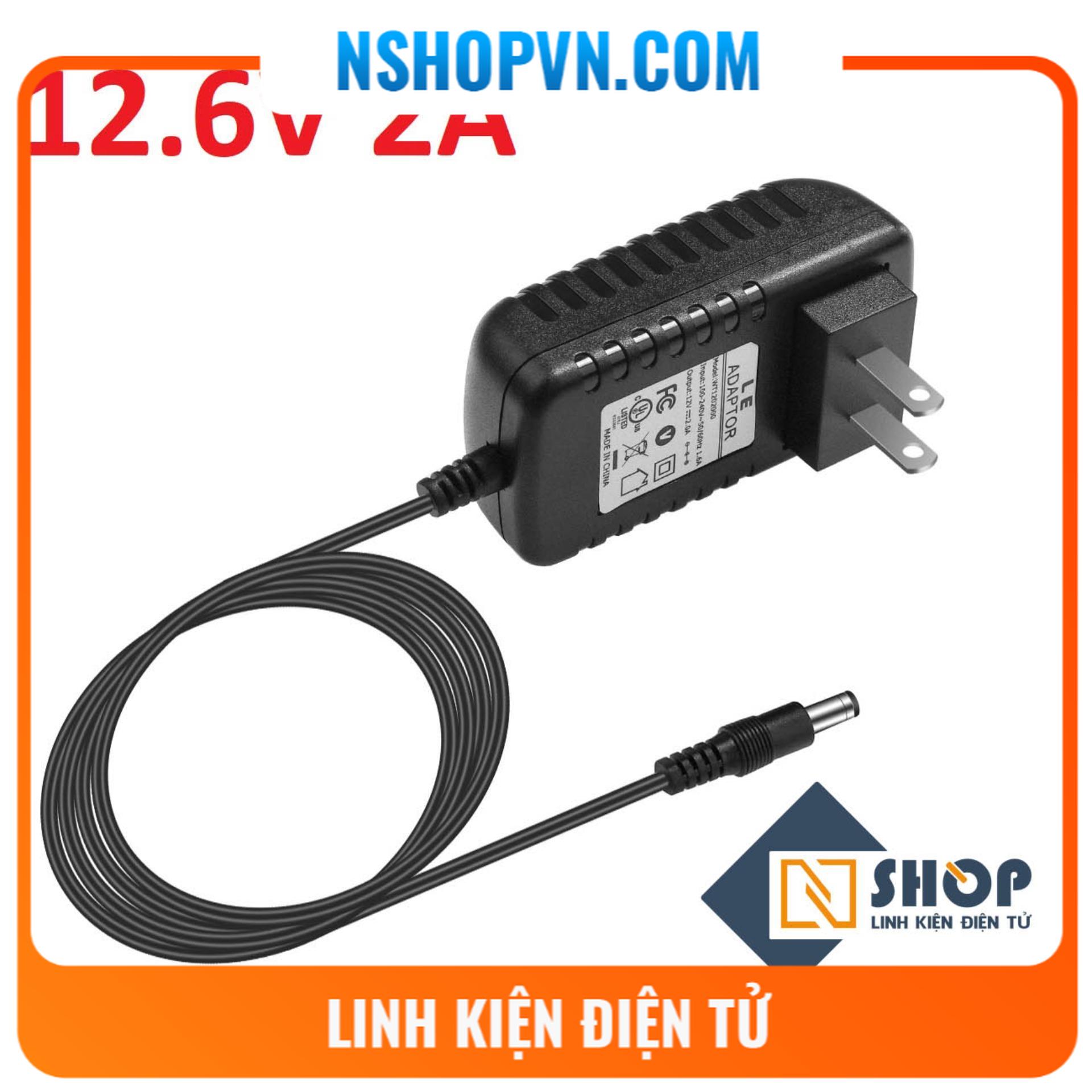 Adapter sạc 12.6v 2a có đèn báo đầy