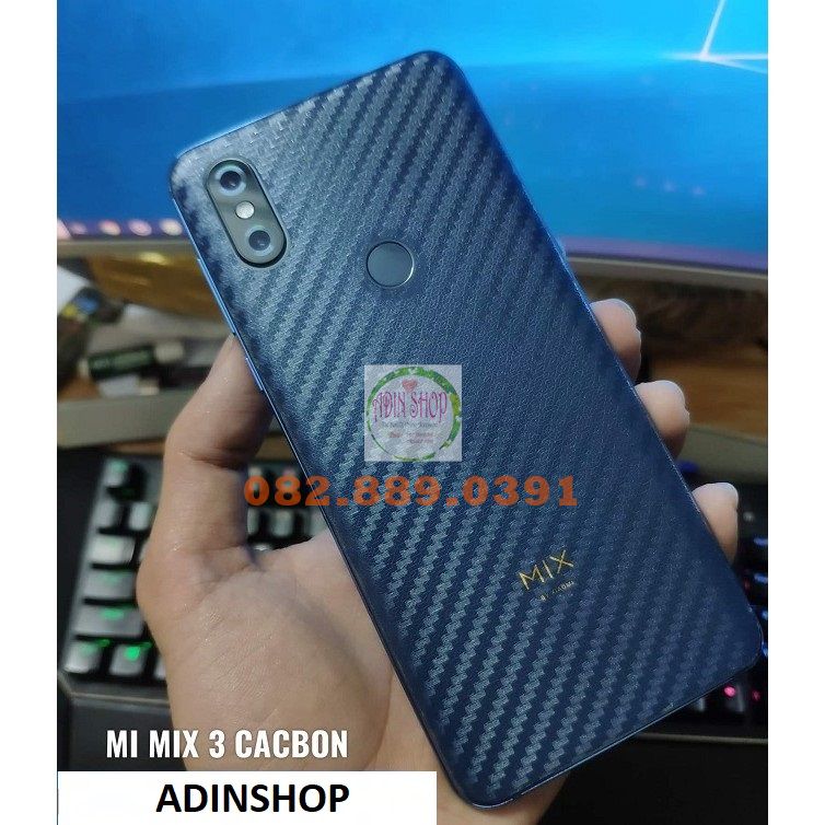 [HCM]Miếng dán mặt lưng skin carbon Xiaomi Mi Mix 3 trong đen