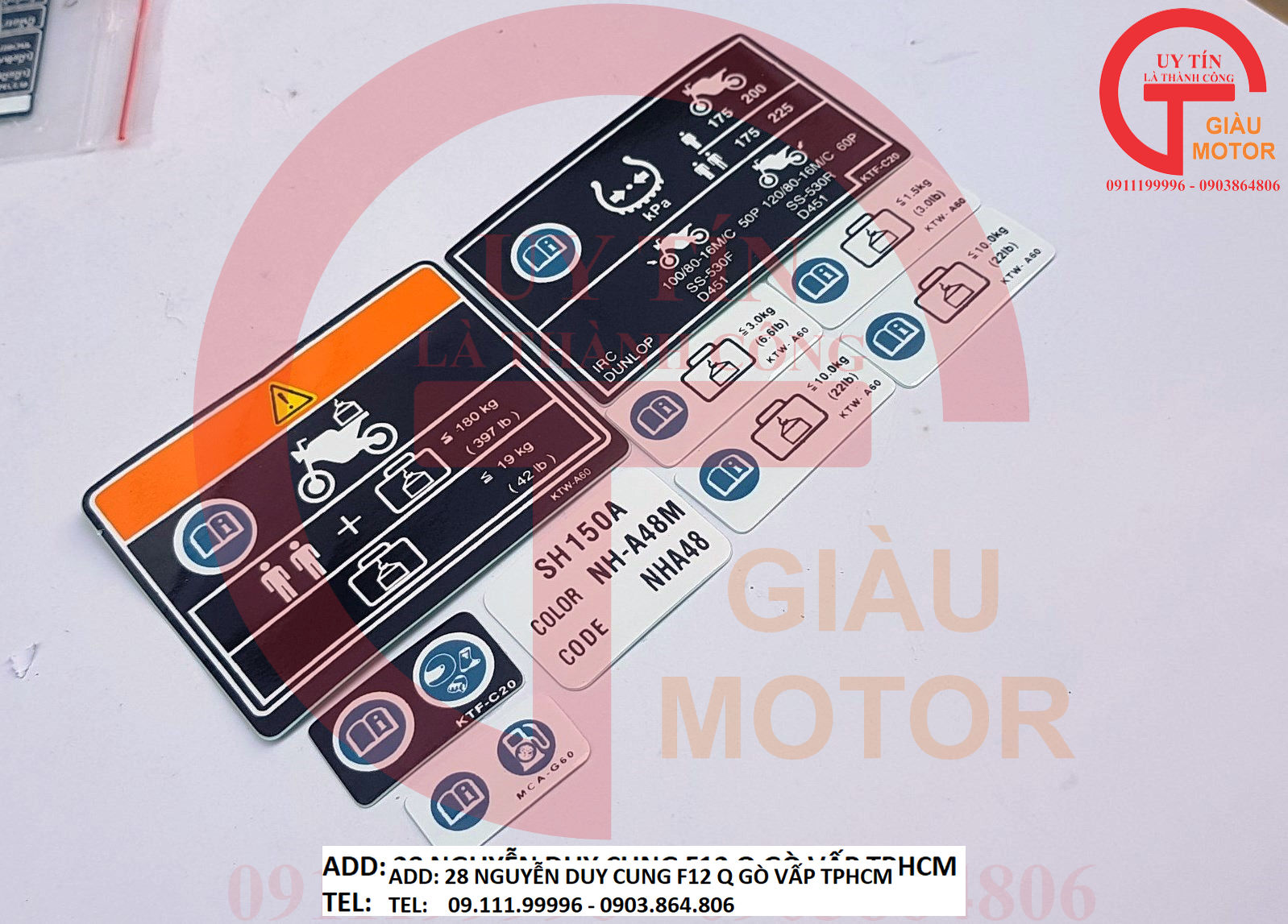 BỘ TEM THÔNG SỐ CHO XE HONDA SH