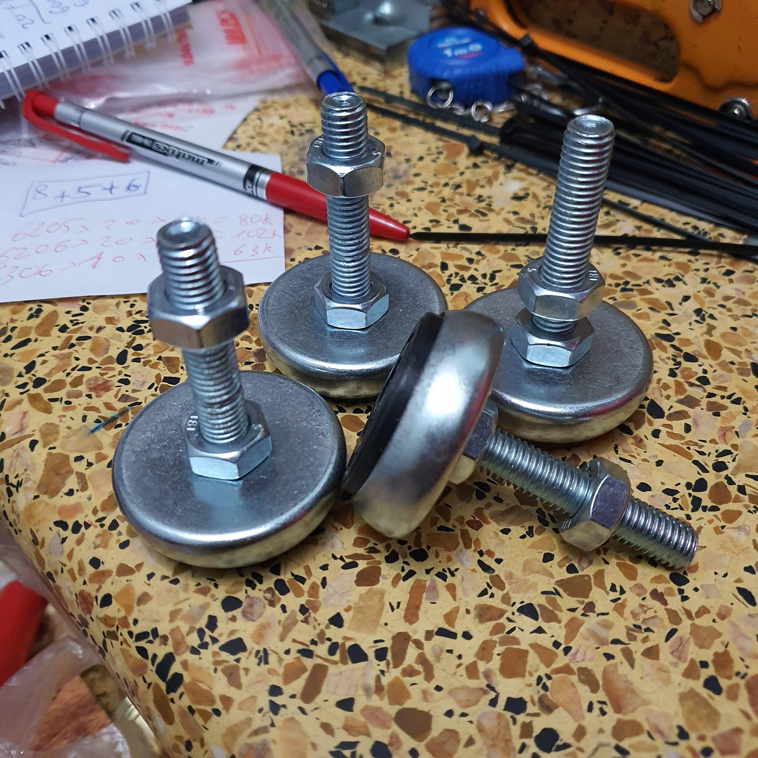 (Set 4 Chân)  Chân tăng chỉnh chiều cao phi 50 ren 10 cao 70mm