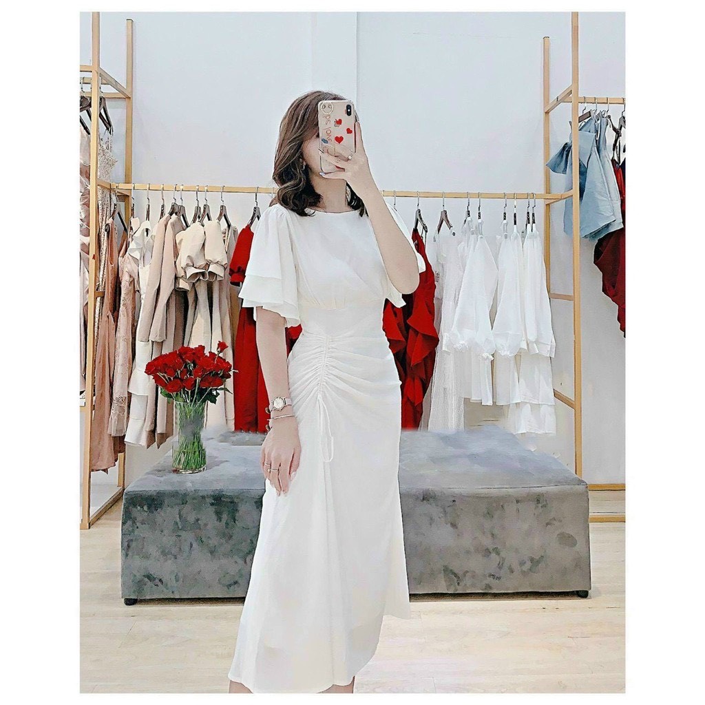 [HCM]ĐẦM MAXI CÁT HÀN PHỐI NÚT SIÊU DUYÊN DÁNG