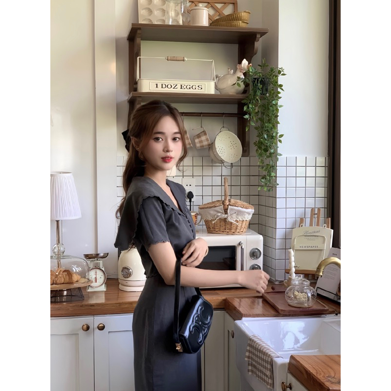 LILLIE | Set váy cổ thuỷ thủ thêu chân