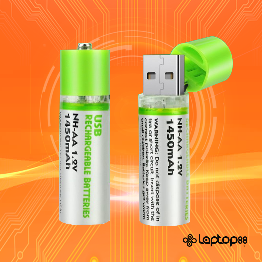 [HCM]Pin AA tự sạc bằng đầu USB, không cần dock sạc chuyên biệt - Đơn giản, dễ sử dụng, tiện lợi, nhỏ gọn - Dung lượng cao lên tới 1450 mAH