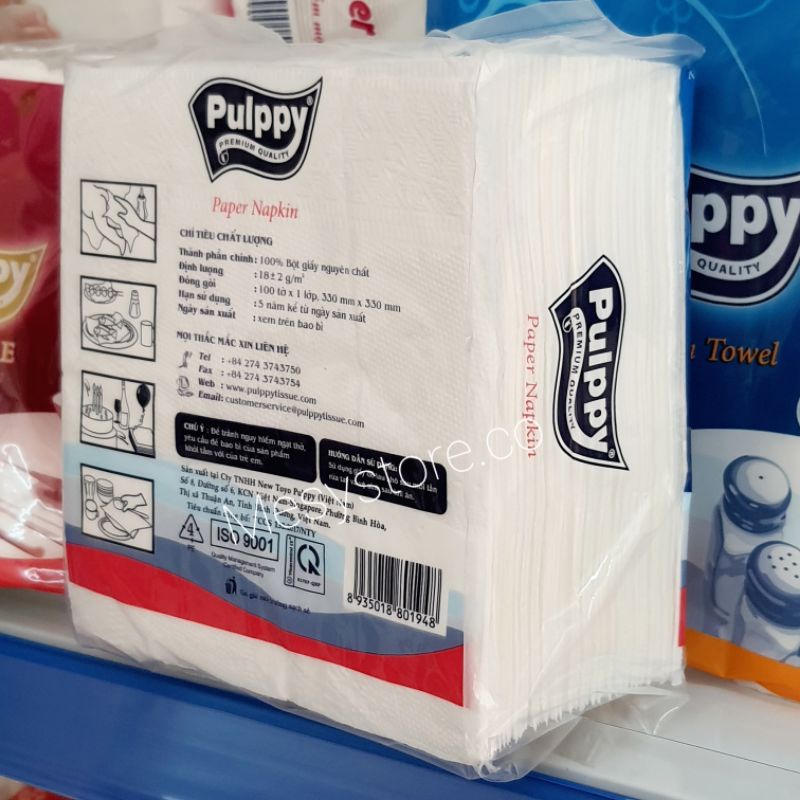 Khăn giấy vuông Pulppy cao cấp 100 tờ