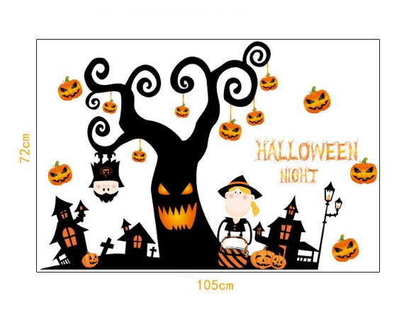 Decal trang trí tường - Cây Ma Kinh Dị Halloween