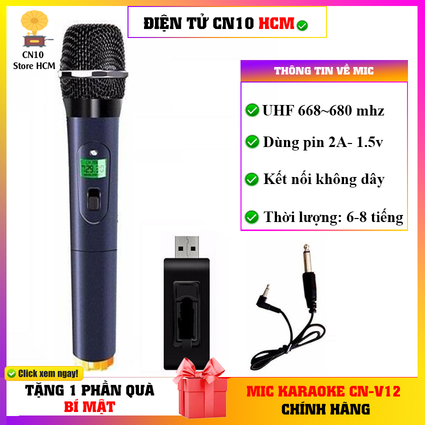 HCM giao trong 2-4h-FreeShip-Micro Không Dây V12 Đa Năng Dùng Cho Loa Kéo Ampli Loa Bluetooth -Hát Nhẹ Nghe Rất Hay -CÔNG NGHỆ 10-10