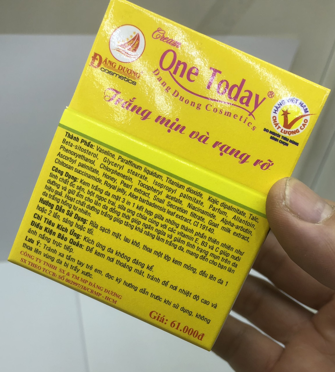 Kem Trắng da mặt 3 in 1 One today loại 5g