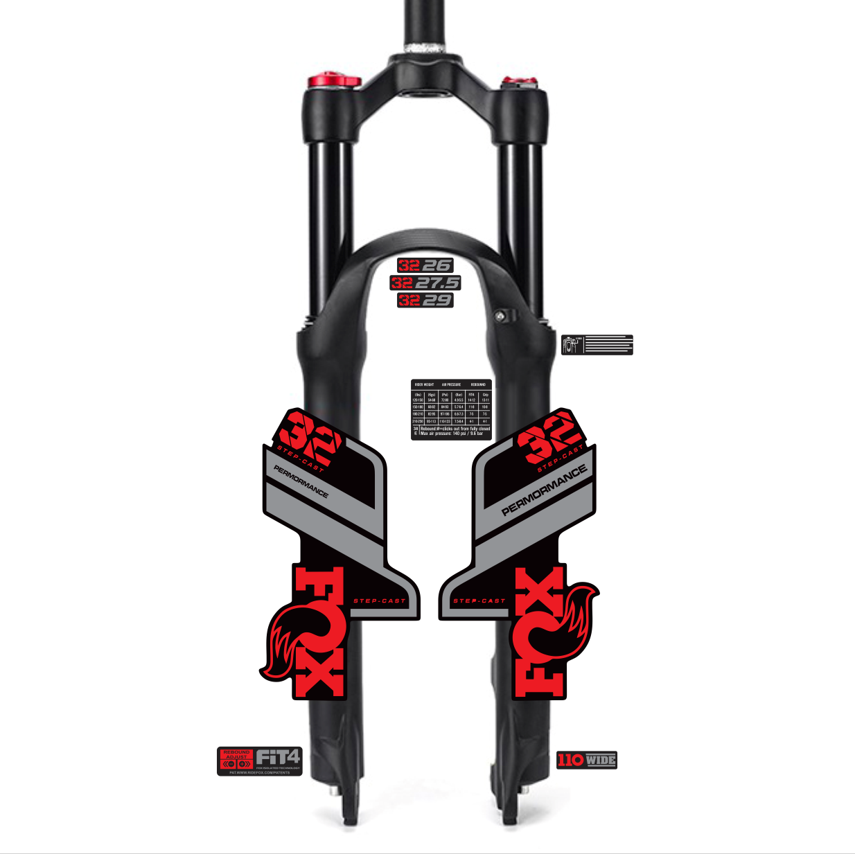 tem decal dán phuộc xe đạp địa hình Fox performance 32 2021 | cheetahdecals.com