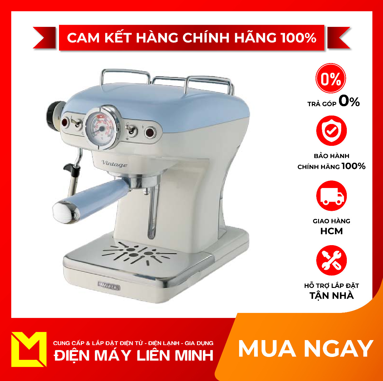 Máy pha cà phê Ariete 0,9 lít MOD.1389/15 Tích hợp chế độ chờ, Chức năng tạo bọt sữa,Bình chứa và Khay hứng nước dễ dàng tháo lắp - giao hàng miễn phí HCM