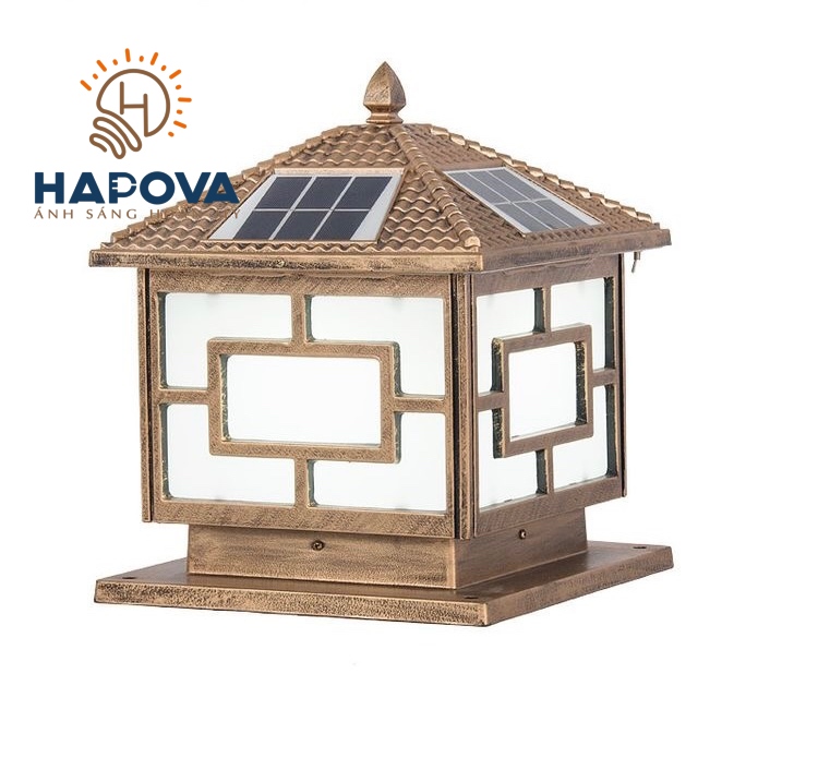 Đèn trụ cổng năng lượng mặt trời cỡ 250mm hapova mikka 7001