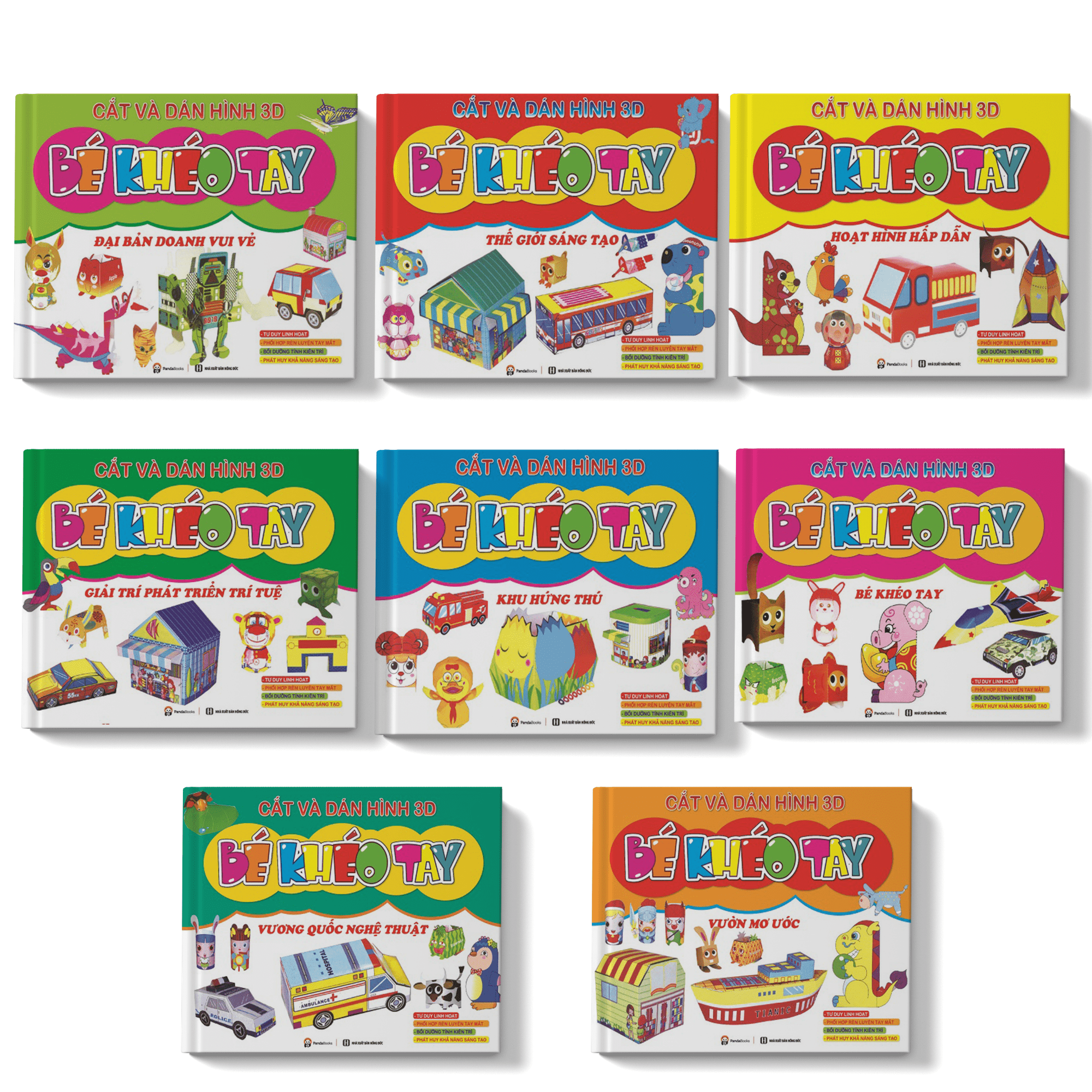 Sách - Combo 8 cuốn Thiếu Nhi - Cắt Dán Hình 3D - Pandabooks