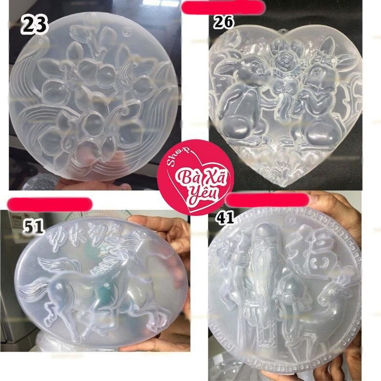 Bộ 4 khuôn rau câu 20cm hoạ tiết 3D