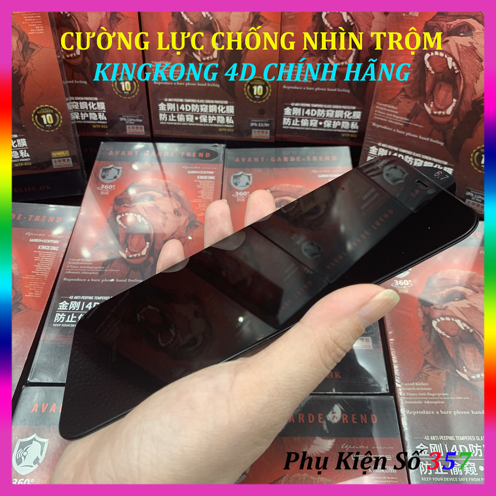 [HCM]Cường Lực Chống Nhìn Trộm iPhone Kingkong 4D Full Màn Hình Chính Hãng Không Hộp