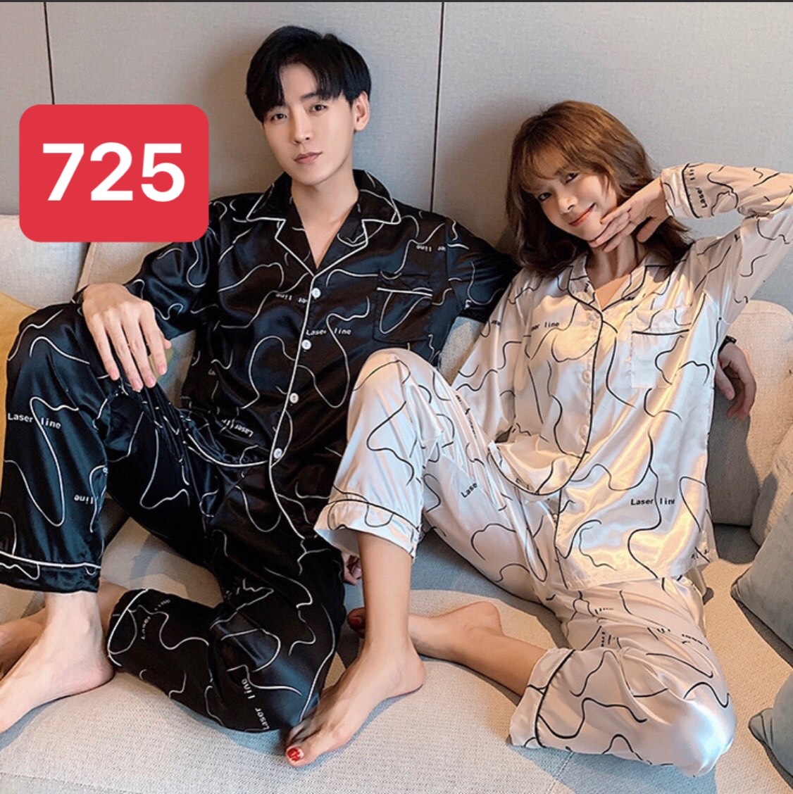 Bộ đồ Pyjama mặc đôi nam nữ chất lụa mềm - Bộ mặc nhà nam nữ