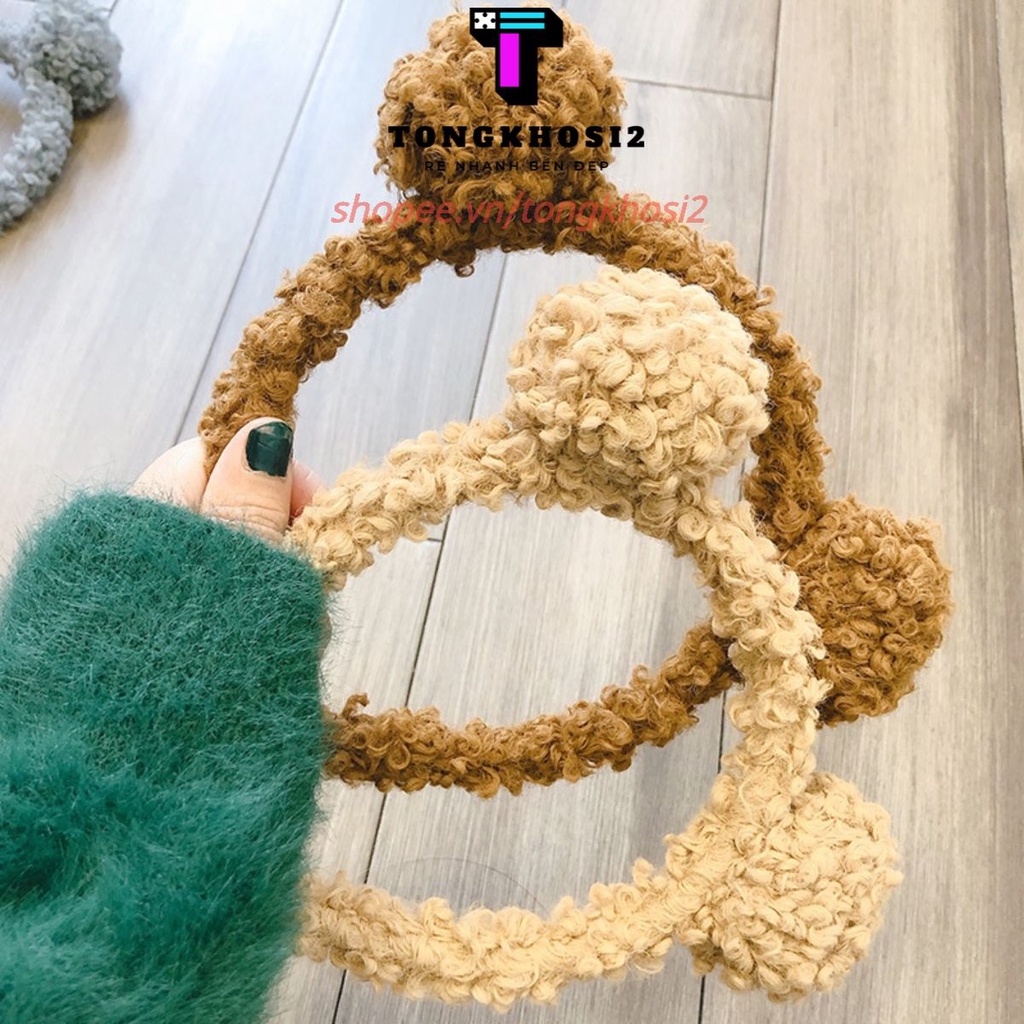 Bờm tóc - Băng đô bờm cotton phối tai gấu thời trang Hàn Quốc