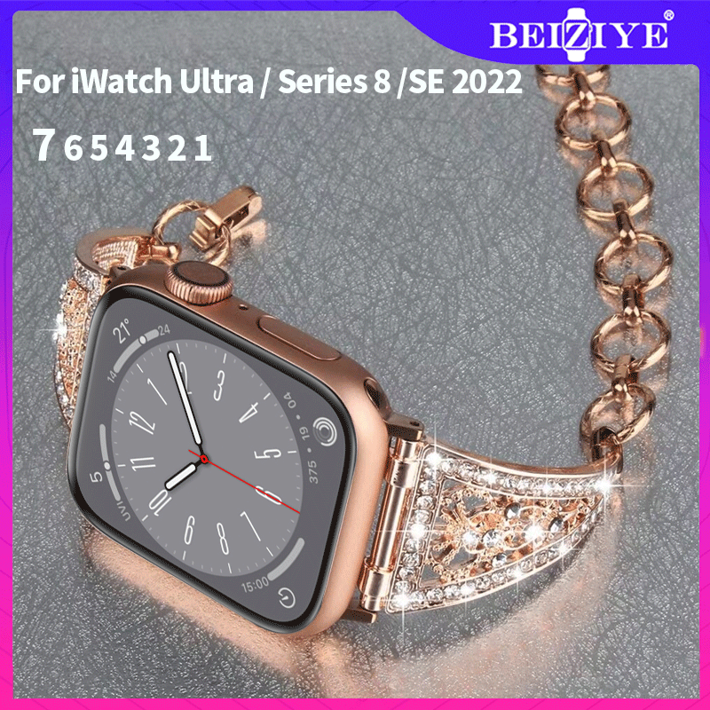Dây đeo kim cương cho Apple Watch series 8 7 6 SE Ultra 5 4 3 2 1 dây đeo bằng thép không gỉ Cho dây đeo Apple Watch Ultra 49mm 45mm 41mm 44mm 42mm 38mm 40mm